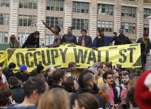 Occupy Wall Street protesters gather in Duarte Square in New York